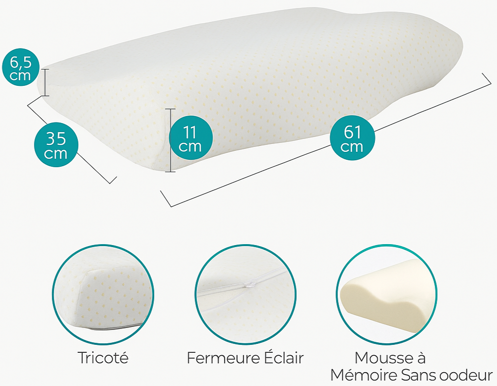 Oreiller cervical à mémoire de forme
